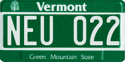 VT license plate NEU022