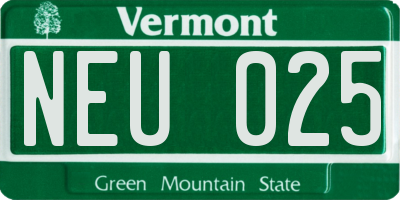 VT license plate NEU025