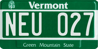 VT license plate NEU027