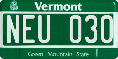 VT license plate NEU030
