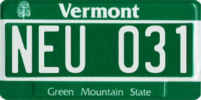VT license plate NEU031