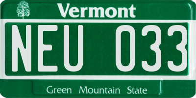 VT license plate NEU033