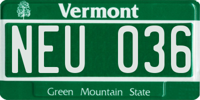 VT license plate NEU036