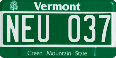 VT license plate NEU037
