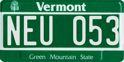 VT license plate NEU053