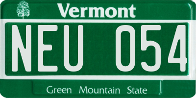 VT license plate NEU054