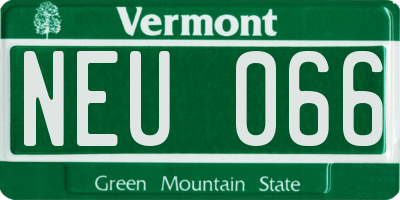 VT license plate NEU066
