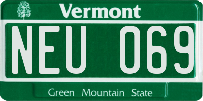 VT license plate NEU069