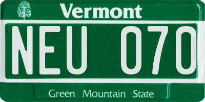 VT license plate NEU070