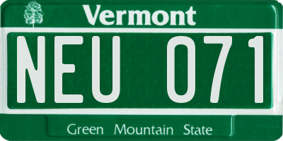 VT license plate NEU071
