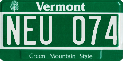 VT license plate NEU074