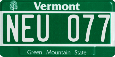 VT license plate NEU077
