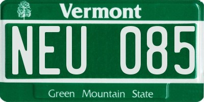 VT license plate NEU085