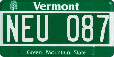 VT license plate NEU087
