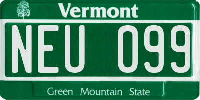 VT license plate NEU099