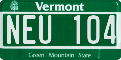 VT license plate NEU104