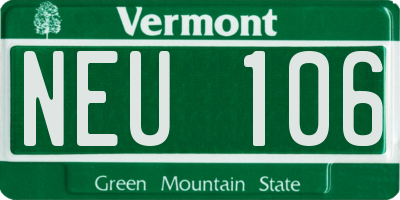 VT license plate NEU106