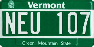 VT license plate NEU107