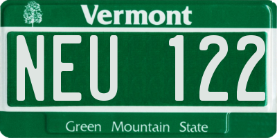 VT license plate NEU122