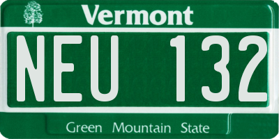 VT license plate NEU132