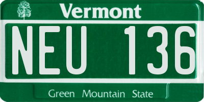 VT license plate NEU136