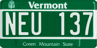 VT license plate NEU137