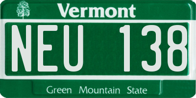 VT license plate NEU138