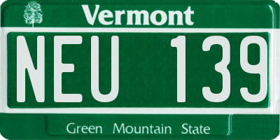 VT license plate NEU139