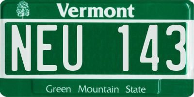 VT license plate NEU143
