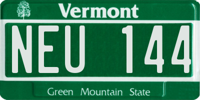 VT license plate NEU144