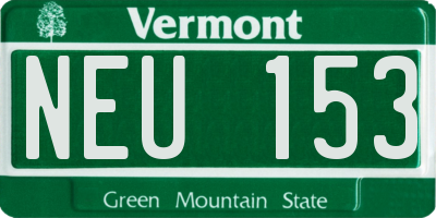 VT license plate NEU153