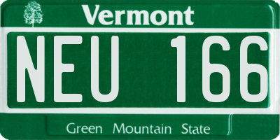 VT license plate NEU166