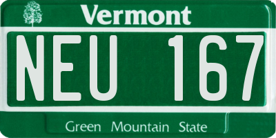 VT license plate NEU167