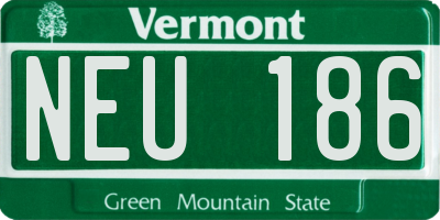 VT license plate NEU186