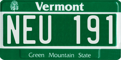 VT license plate NEU191