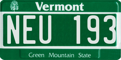 VT license plate NEU193