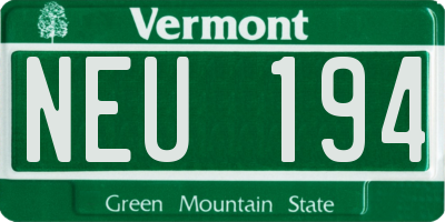 VT license plate NEU194