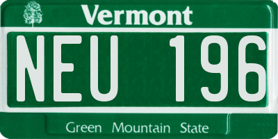 VT license plate NEU196