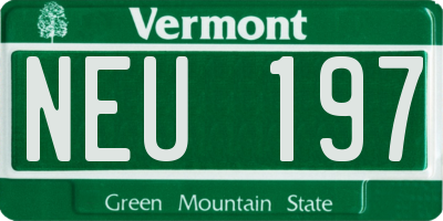 VT license plate NEU197