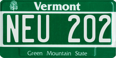 VT license plate NEU202