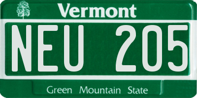 VT license plate NEU205