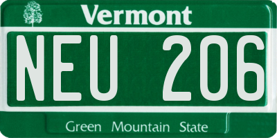 VT license plate NEU206