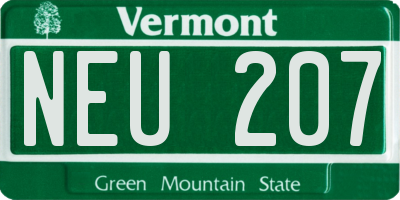 VT license plate NEU207