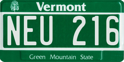 VT license plate NEU216