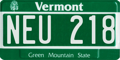 VT license plate NEU218