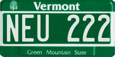 VT license plate NEU222
