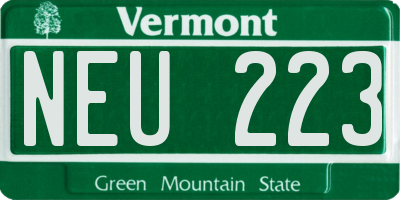 VT license plate NEU223