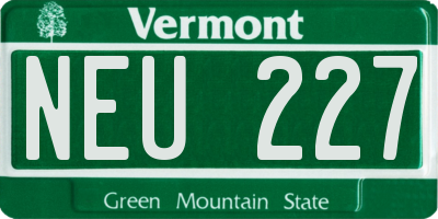 VT license plate NEU227