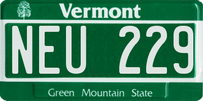 VT license plate NEU229
