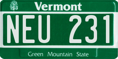 VT license plate NEU231